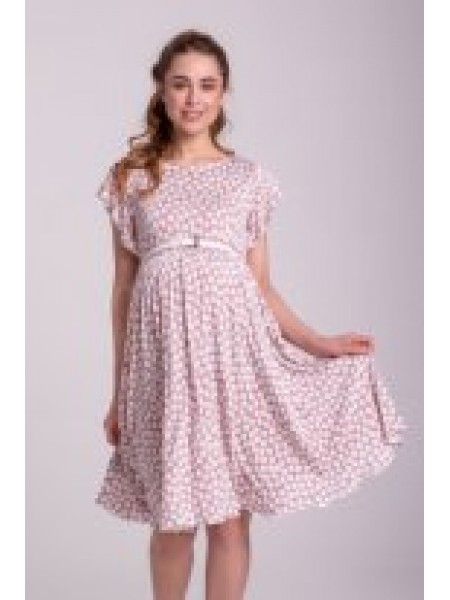 Платье розовое в белый горох для беременных 