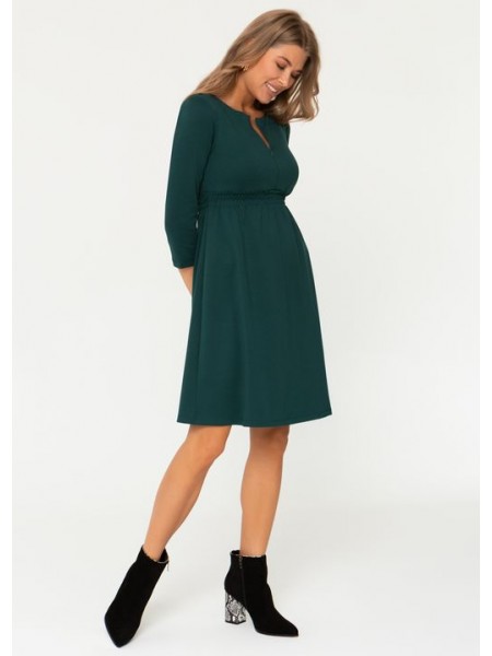 Платье зеленое  для беременных и кормящих